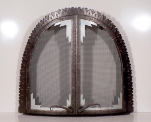 Ironwork / ‘Kiva’ Fireplace Screen Doors / Forged Steel & Tin