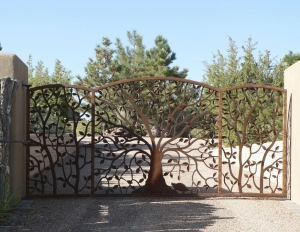 Ironwork / 'Tree-of-Life' Gate / Forged Steel / Santa Fe, NM / Vista Redonda