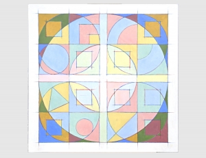 Circles Squares (Abstract Squares #1) 1991 / Oil Painting / ©David Larson