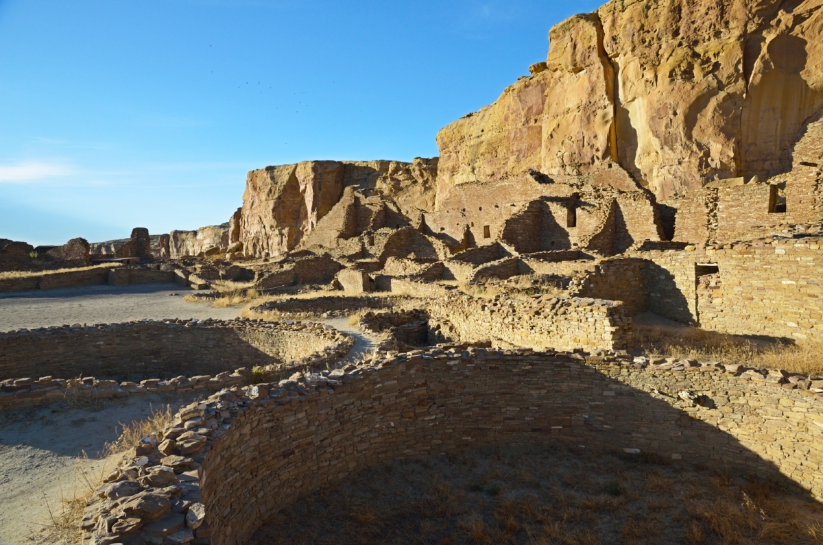 Kivas, Ruins, and Cliffs at Chaco Canyon NHP