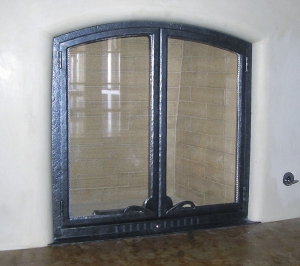 Ironwork / ‘Kiva’ Fireplace Glass Doors / Forged Steel & Glass