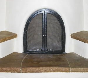 Ironwork / ‘Kiva’ Fireplace Screen Doors / Forged Steel / Santa Fe, NM / Las Campanas