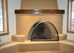 Ironwork / 'Kiva' Fireplace Screen / Forged Steel / Taos, NM / Blake Hotel