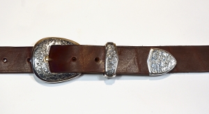 Belt Buckles / 3 Piece Ranger Set / Dark Patina & Texture / Silver 925