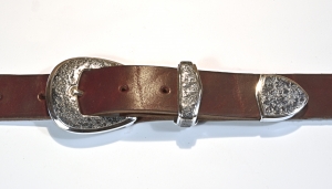 Buckle Set / 3 Piece Ranger Set / Dark Patina & Texture / Silver 925