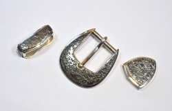 Buckle Set / 3 Piece Ranger Set / Dark Patina & Texture / Silver 925 / ©David Larson