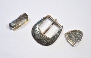 Buckle Set / 3 Piece Ranger Set / Dark Patina & Texture / Silver 925 / ©David Larson