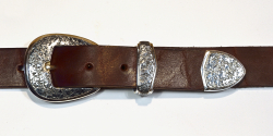 Buckle Set / 3 Piece Ranger Set / Dark Patina & Texture / Silver 925