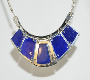 Silver Necklace with Lapis and Enamel